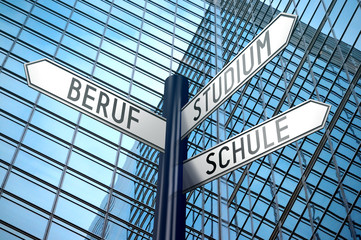 Beruf, Studium, Schule (German)/ Occupation, Studies, School (English) - signpost