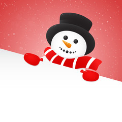 Christmas card with cute 3d Snowman. Vector.