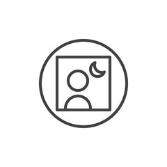 Camera night mode line icon, outline vector sign, linear style pictogram isolated on white. Photo camera settings symbol, logo illustration. Editable stroke