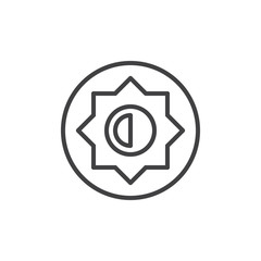 Brightness and contrast setting line icon, outline vector sign, linear style pictogram isolated on white. Photo camera manual settings symbol, logo illustration. Editable stroke