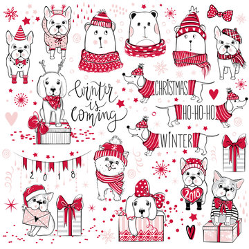 A huge Christmas collection with cute dogs, bears, gifts, snowfl
