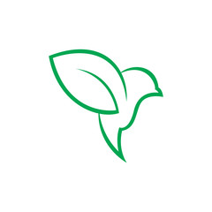Green bird and leaf logo design