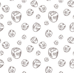 Sewing fabric with Persimmon vector seamless pattern with isolated ...