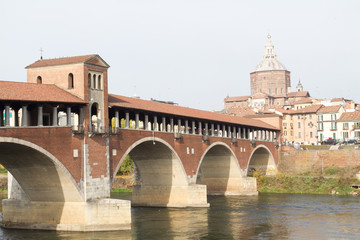 Obraz premium Pavia, Italy. November 10 2017. The Ponte Coperto (