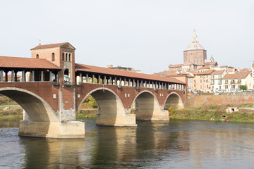 Pavia, Italy. November 10 2017. The Ponte Coperto (