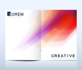 Modern vector template for bi fold brochure, leaflet, flyer, cover, catalog, magazine or annual report in A4 size. Colorful texture and gradients. Futuristic trendy design