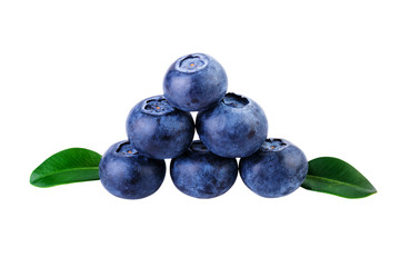 Stack of blueberries on white with clipping path