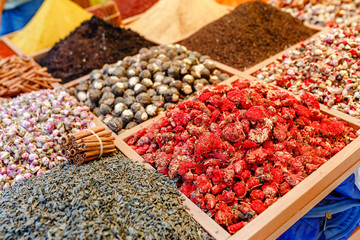various spices for sale at the oriental market