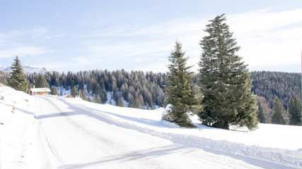 Paesaggio invernale sul passo San Pellegrino