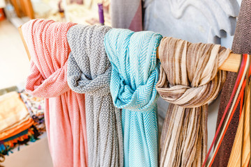 Traditional Turkish bath towels for sale at the market