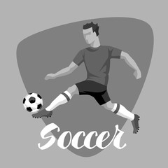 Soccer player with ball. Sports football illustration