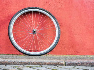 bike wheel on a wall texture