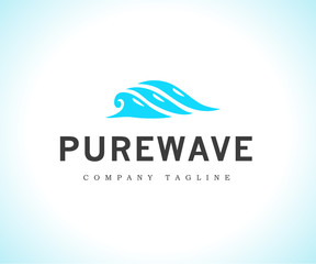 Vector flat pure water logotype isolated on white background. Water waves emblem isolated. Aqua logo design. Natural clean eco water symbol, sign. 