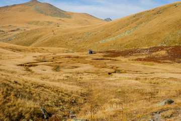 Fototapeta na wymiar Golden mountains in Lagodekhi national park, Georgia