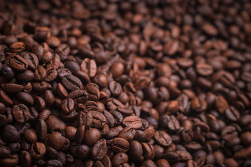 Coffee beans close up macro background