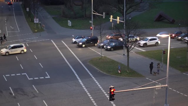 car traffic at the city intersection in Hannover