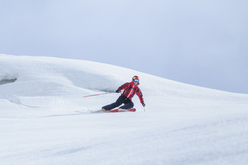 Fototapeta na wymiar sportlich und dynamisch Skifahren 