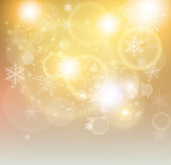 New year background gold with exploding lights and snowflakes