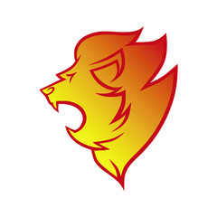 Lion head in flames symbol, icon. Used for logo