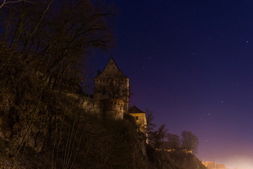 Stars above Bechyne castle, Czech Republic.