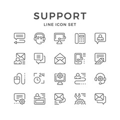 Set line icons of support
