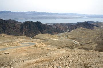 View of the Red Sea from Eilat Mountains, Israel