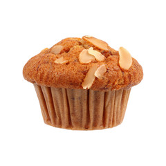 one almond banana cupcake isolated on white