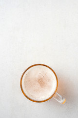 Mug of beer. Top view 