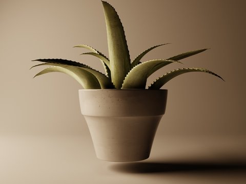 visualization of white flower pot 3D illustration