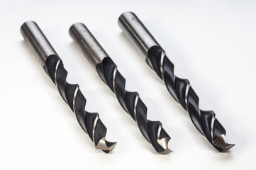 twist drill bits for metal on a white background isolated