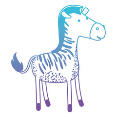 zebra cartoon in degraded blue to purple color silhouette vector illustration