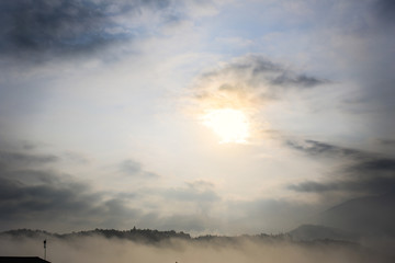 Sun shine behind cloud