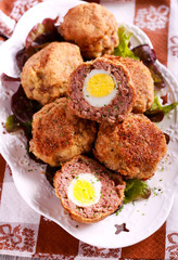 Mincemeat balls with eggs inside