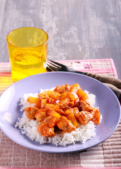 Turkey fillet with pineapple and rice