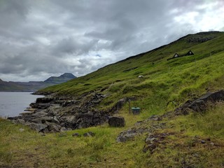 Fototapeta na wymiar Landscape on the Faroe Islands in the north Atlantic 