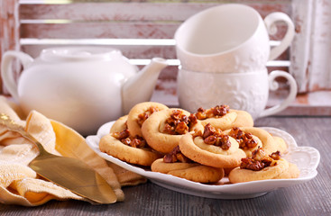 Golden pecan twists, cookies with nuts