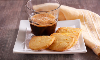 Biscuits and glass of coffee