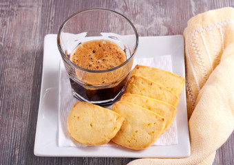 Biscuits and glass of coffee