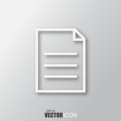 Document icon in white style with shadow isolated on grey background.