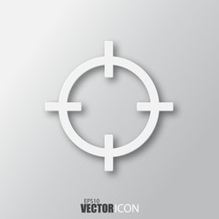 Fototapeta premium Aim icon in white style with shadow isolated on grey background.
