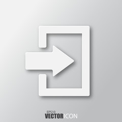 Entry icon in white style with shadow isolated on grey background.