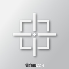 Obraz premium Aim icon in white style with shadow isolated on grey background.