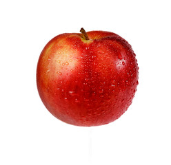 Apple with water drops isolated on white background.