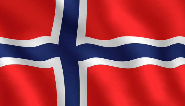 Illustraion of flying Norwegian flag