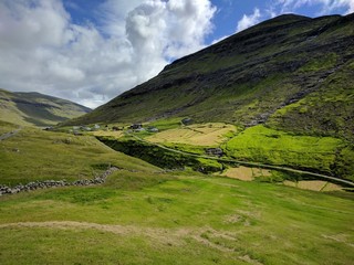 Fototapeta na wymiar Landscape on the Faroe Islands in the north Atlantic 