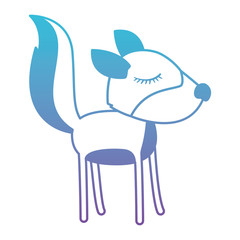 female wolf cartoon with closed eyes expression in degraded blue to purple color silhouette vector illustration