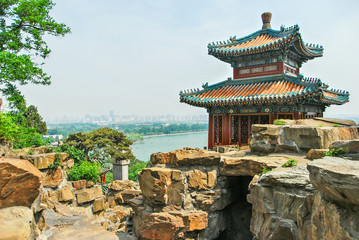 Emperor's summer palace in Beijing with lake in the background
