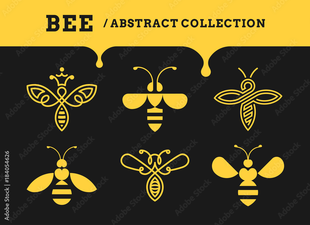 Canvas Prints bee abstract collections - logo, icon on a dark background