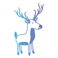 deer cartoon in degraded blue to purple color contour vector illustration