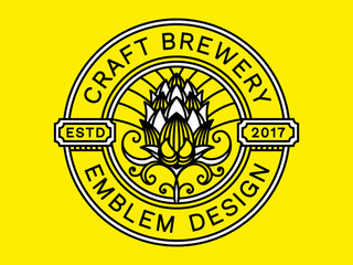 Beer logo - vector illustration, emblem brewery design with beer hop modern line style.